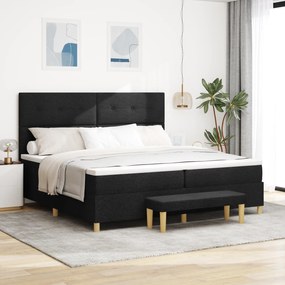 Cama Box com Colchão e Banco vidaXL Preto 200x200 cm Tecido
