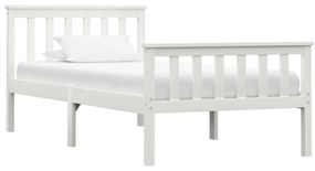 vidaXL Estrutura de cama 100x200 cm madeira pinho maciço branco