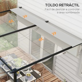Pérgola de Parede com Toldo Retrátil – Modelo Coimbra – 3,9x2,9 m – Es