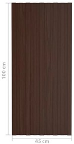 Painéis de telhado 12 pcs 100x45 cm aço galvanizado castanho