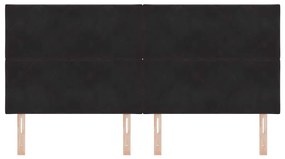 Cabeceira LED - Design em Blocos de Diamante - Preto - 200 cm - Veludo