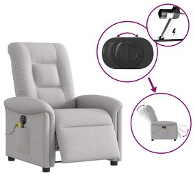 Poltrona massagens reclinável elétrica tecido cinzento-nublado