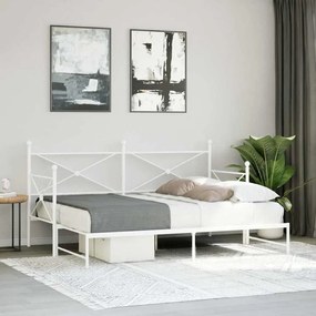 Cama de dia com gavetão sem colchão 80x200 cm aço branco