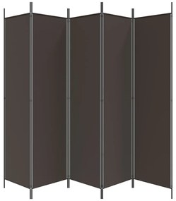 Biombo/divisória com 5 painéis 250x200 cm tecido castanho