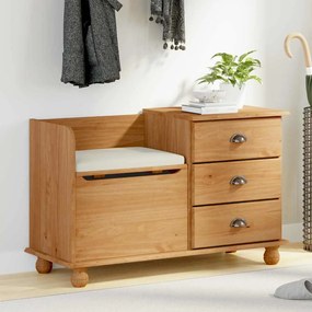 vidaXL Banco de arrumação com gaveta ASKIM Castanho 100 x 39 x 62 cm