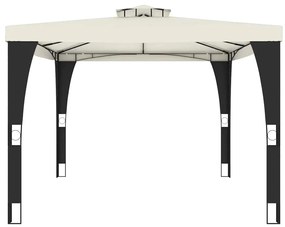Gazebo com telhado duplo 3,98x2,98 m aço creme