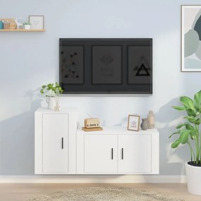 vidaXL 2 pcs conjunto móveis de TV derivados de madeira branco