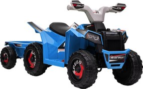 HOMCOM Quadriciclo Elétrico para Crianças com Reboque Bateria 6V de 18-36 Meses com Velocidade 2,5 km/h 106x41,5x48,5 cm Azul | Aosom Portugal