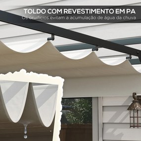 Outsunny Pérgola 3x4 Pérgola de Jardim com Teto Retrátil de Poliéster