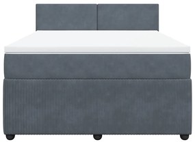 Cama com molas/colchão 160x200 cm veludo cinzento-escuro