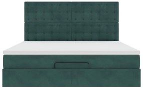 Estrutura de cama otomana com colchão verde escuro veludo