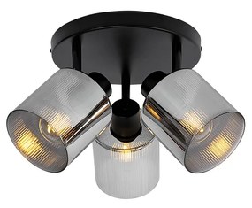 LED Foco de teto inteligente preto com vidro fumê redondo 3 luzes ajustável incl. 3 WiFi A60 - Laura