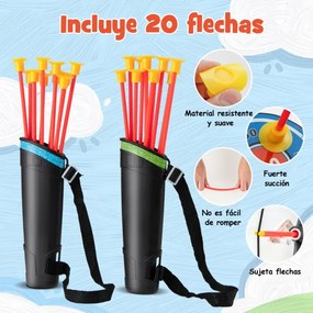 Conjunto de brinquedos de tiro com arco 20 flechas de ventosa em pé ou pendurado presente de alvo para crianças