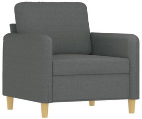 4 pcs conjunto de sofás com almofadões tecido cinzento-escuro