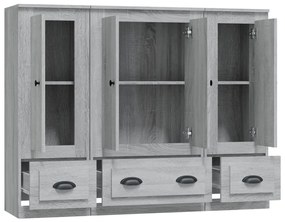 Armários altos 3 pcs derivados de madeira cinzento sonoma