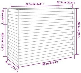 Vaso/floreira de jardim 90x40x68,5 cm madeira de pinho maciça