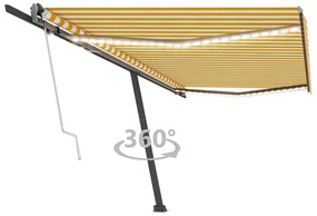 Toldo autom. LED e sensor de vento 500x300 cm amarelo/branco