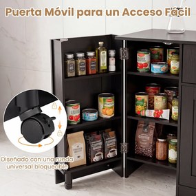 Aparador de Cozinha com Porta Giratória, 105 x 40 x 83 cm, Amplo Espaço de Arrumação, Preto