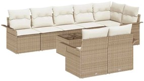 Conjunto de Sofá de Jardim de 9 Peças com Almofadas em Rattan Polímero