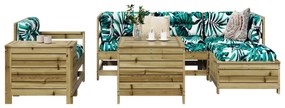 7 pcs conjunto sofás jardim madeira de pinho impregnada