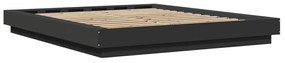 Estrutura cama c/ luzes LED 160x200 cm derivados madeira preto