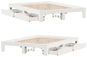 Cama sem colchão 150x200 cm madeira de pinho maciça branco