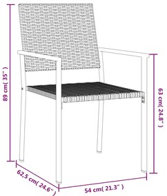 3 pcs conjunto de jantar p/ jardim vime PE e aço