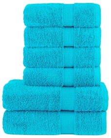 6pcs Conjunto toalhas banho premium SOLUND 600 gsm turquesa