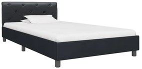 Estrutura de cama 90x200 cm couro artificial preto