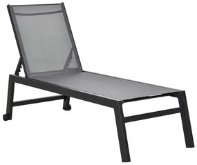 Outsunny Espreguiçadeira de Jardim com Rodas Encosto Reclinável 5 Posições em Alumínio e Textilene Carga 120 kg 169x65x102 cm Cinza | Aosom Portugal