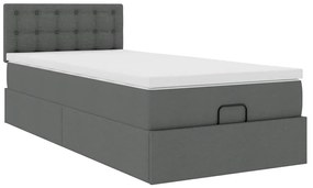 Cama Otomana com colchão &amp; LEDs 80x200cm tecido cinza-escuro