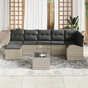 Conjunto de Sofá de Jardim vidaXL de 8 Peças com Almofadas Cinza Ratta