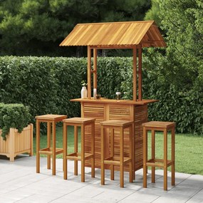 vidaXL 5 pcs conjunto de bar para jardim madeira de acácia maciça