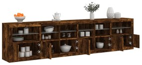 Aparador com luzes LED 283x37x67 cm carvalho fumado