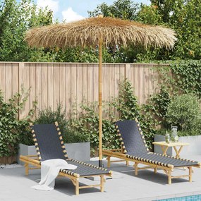 Guarda-chuva Tiki com dossel de folha de bananeira 240 cm Bambu