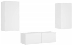 3 pcs móveis de parede para TV com luzes LED branco