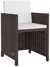 11 pcs conjunto jantar exterior com almofadões vime PE castanho