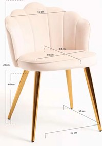 Cadeira Blume Gold Veludo - Beige