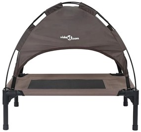 Cama Elevada para Cão com Cobertura Removível Castanha S Aço
