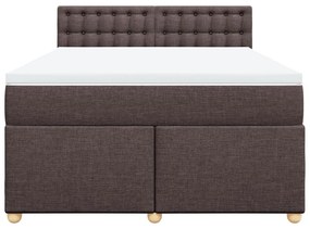 Cama com molas/colchão 140x200 cm tecido castanho-escuro