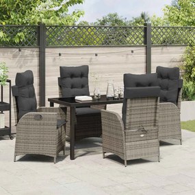 Conjunto de Jantar de Jardim com 5 Peças e Almofadas Cinza em Rattan P