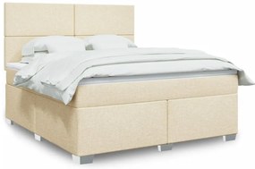 vidaXL Cama com molas/colchão 180x200 cm tecido cor creme