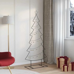 vidaXL Árvore de Natal de metal com suporte Preto 180 cm Aço