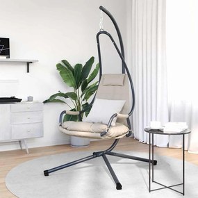 Cadeira Suspensa com Suporte e Almofada Taupe de Aço