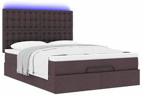 Estrutura cama otomana colchão 140x190cm tecido castanho escuro