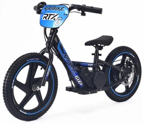 Bicicleta eléctrica para crianças RIRIBIKE RTX6 24V (16") bateria de lítio, motor de 250 watts, travão de disco, assento ajustável em PU macio Azul