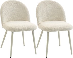 HOMCOM Cadeiras de Jantar, Cadeiras de Cozinha, acolchoadas em Chenille, 50,5 x 57,5 x 78,5 cm, Creme | Aosom Portugal