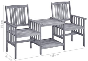 Cadeiras de jardim c/ mesa de centro e almofadões acácia maciça