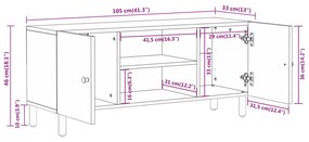 Móvel de TV 105x33x46 cm madeira de mangueira maciça