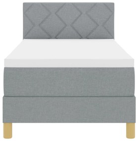 Cama Box Spring com Colchão Cinza Claro 80x200 cm Tecido